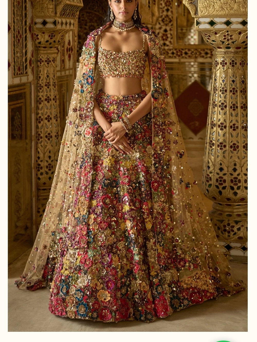 Seema Gujral Embellished Multicolor Floral Lehenga